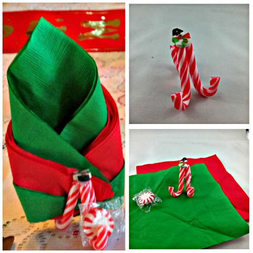 Christmas DIY Candy Can Napkin and Mint Holder. #Easycraft #Christmas #napkinholder #mint #foldingnapkins #Christmastablesetting #handmade #redandgreen