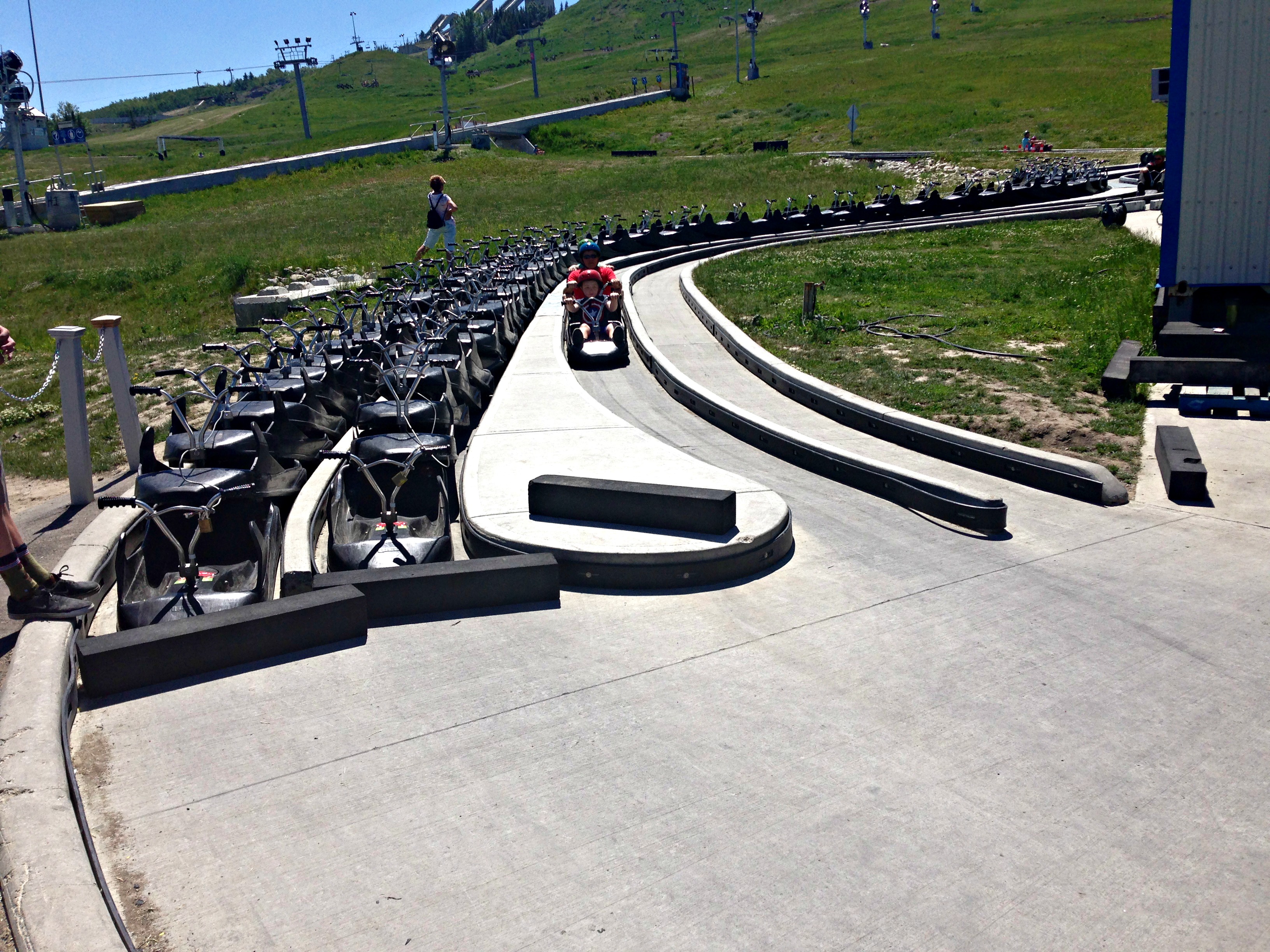 Family Fun At Calgary Skyline Luge - You Have To Try This! - View From Chair Lift #skyline_luge #calgary #family #attractions