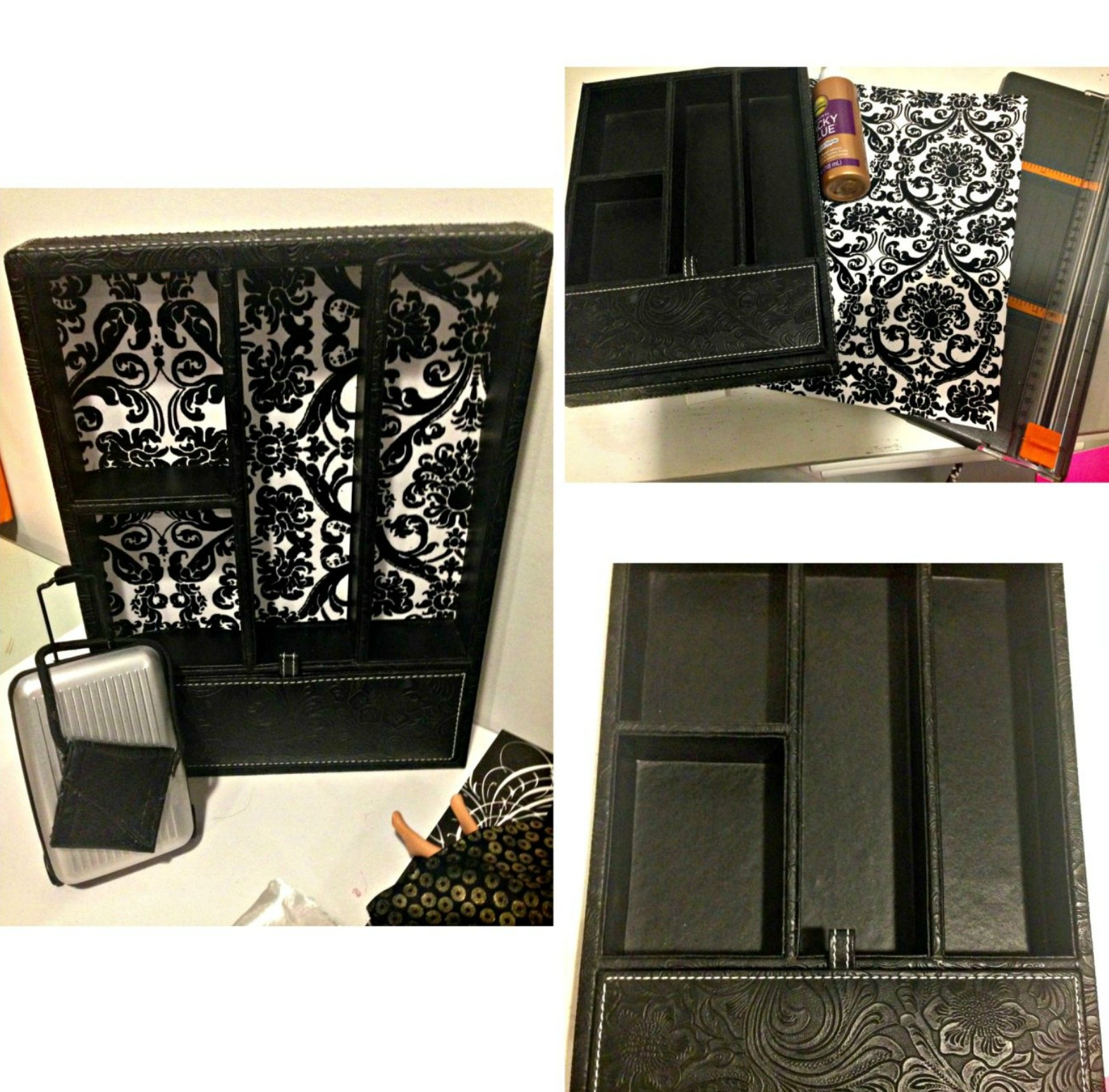 Cabinet DIY Barbie Doll Hotel Trash to Treasure #barbiedoll #furniture #upcycle #hotel #fireplace #bed #TV #diorama #repurpose #DIY #Thriftstore #trashtotreasure #Starrcreative.ca