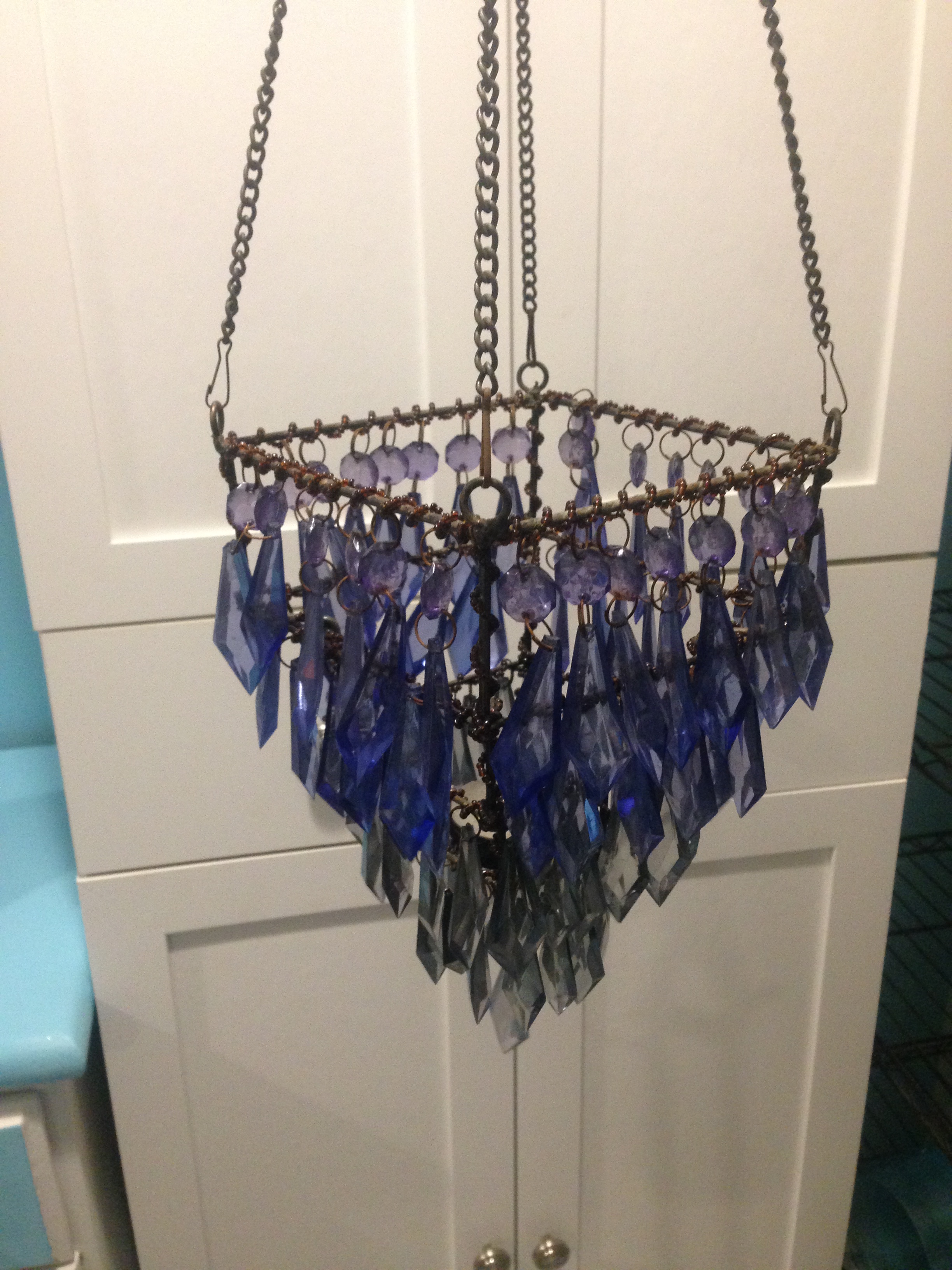 Thrift Store Candle Holder Used for Blue Jay Bird Feeder/Bath