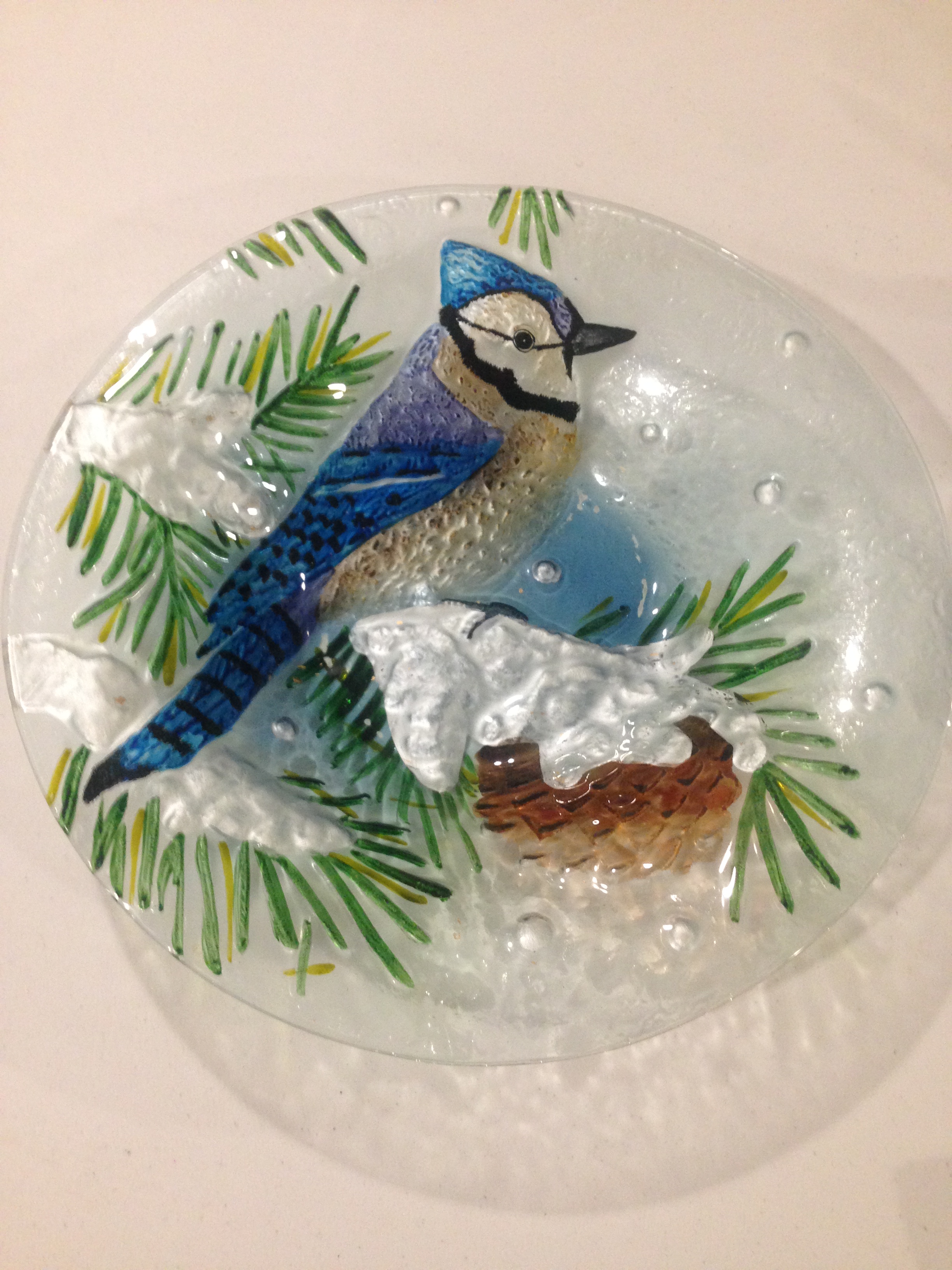 DIY Bird Bath Blue Jay Platter