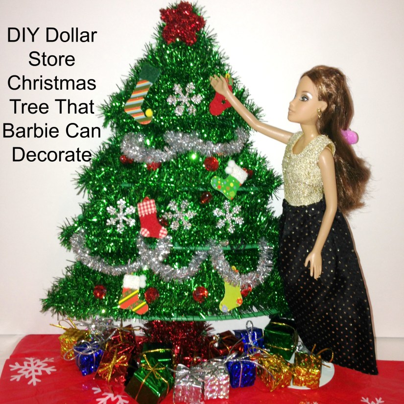 DIY Dollar Store Barbie-Doll Christmas Tree That Barbie Can Decorate! #barbie #DIY #Christmas_tree #Dollartree #Decorate Starrcreative.ca