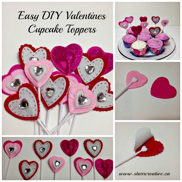 DIY Valentines Cupcake Toppers #Valentines #Upcycle #hearts#DIY #cupcakeplatter